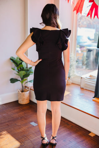Ruffle sleeve square neck dress