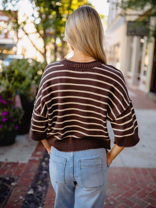 Stripe mock neck sweater