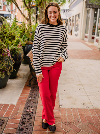 Striped LS sweater