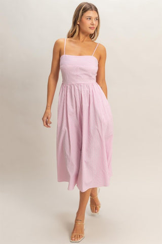 Striped spaghetti strap dress