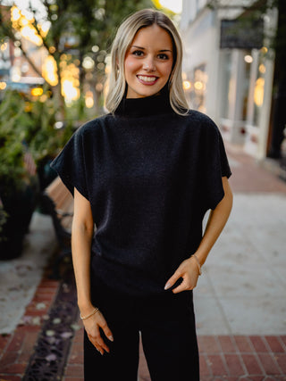 Dolman sleeve mock neck top