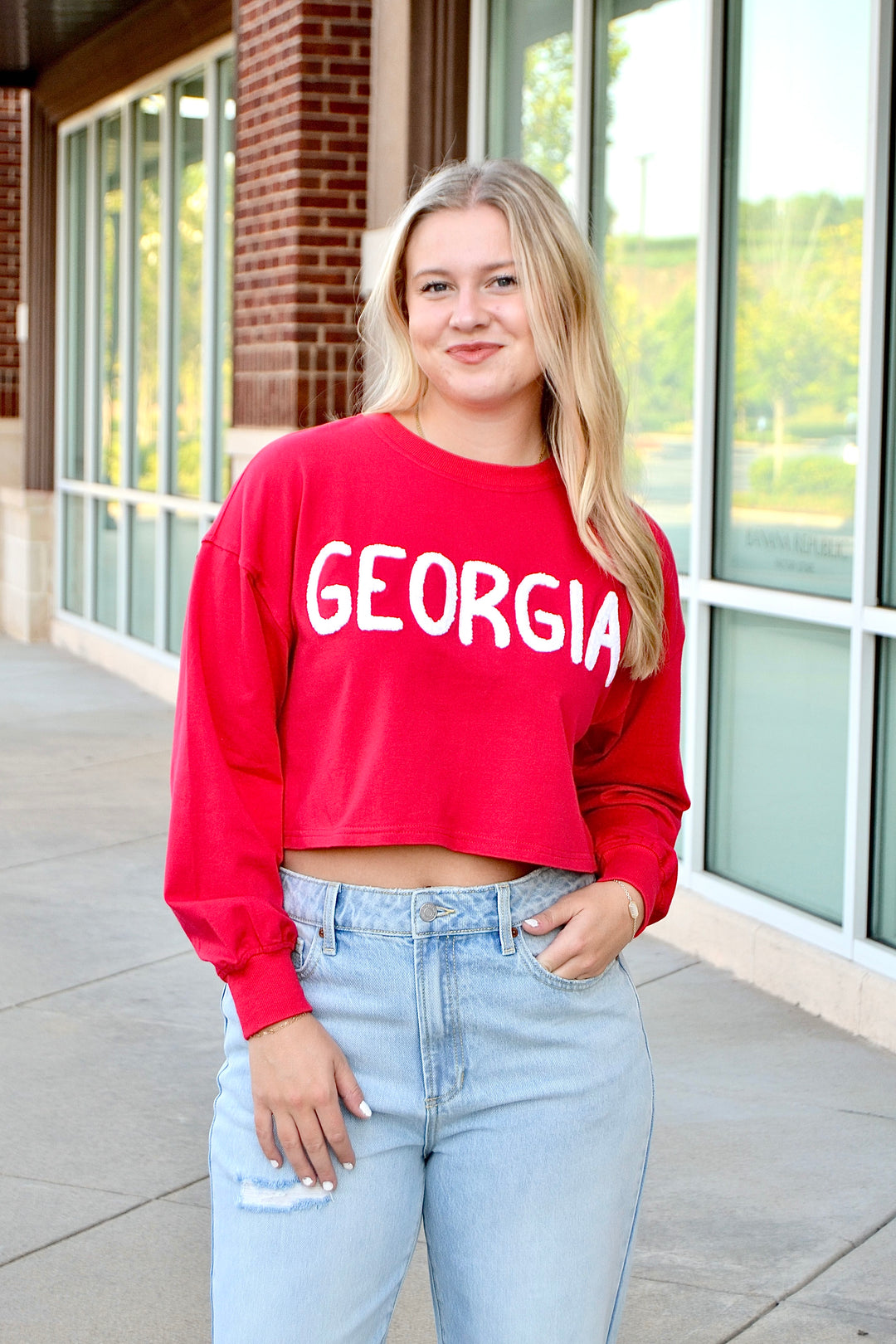Red georgia sweatshirt hotsell