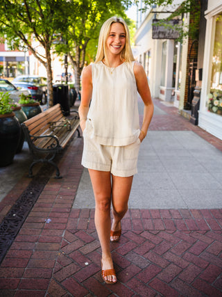 Natural Linen Blend Shorts