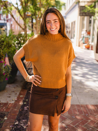 Mock neck drop shoulder sweater