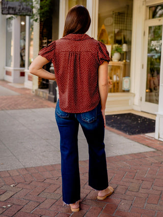 Wine dot print blouse