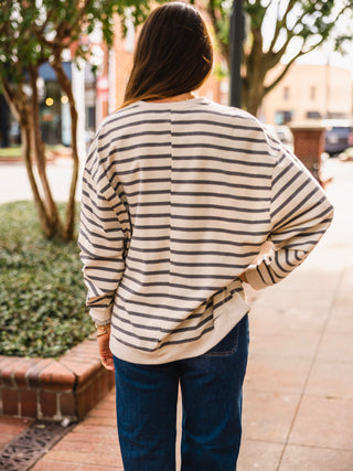 Oversized LS striped pullover