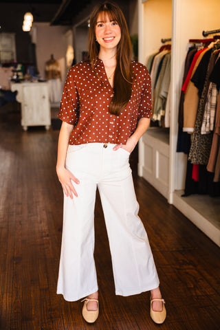 SS polka dot button down shirt