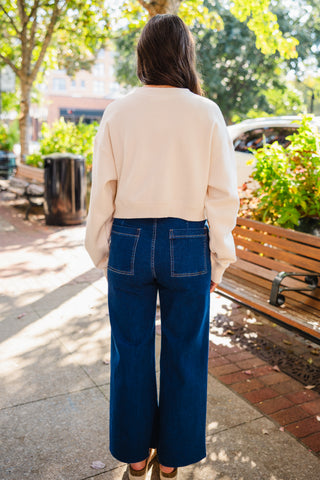 French terry cropped cardigan