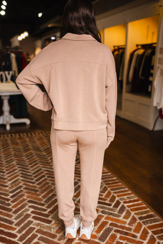 Taupe zip up utility jacket