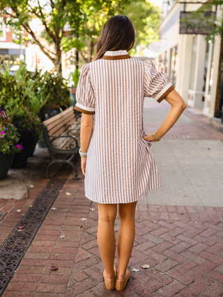 SS striped button down shirt dress