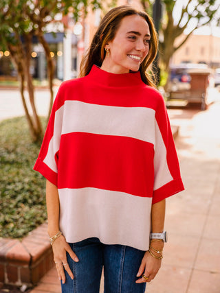 Bold stripe drop shoulder top