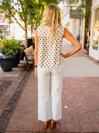 Cream & black polka dot top