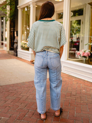 Jade striped SS tee