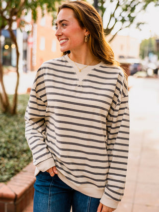 Oversized LS striped pullover