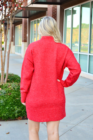 High neck sweater dress