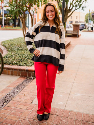 Charcoal stripe half zip sweater