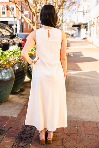 Cream sleeveless maxi dress