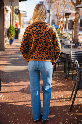 Brown animal print cardigan