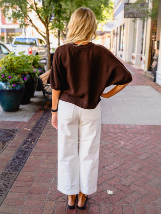 Rib trim SS sweater