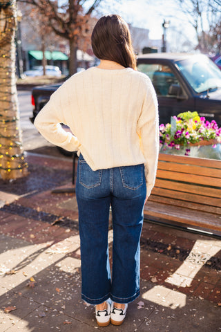 Cream ribbed sweater