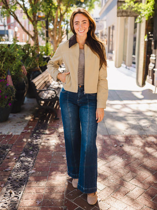 Khaki corduroy collared jacket