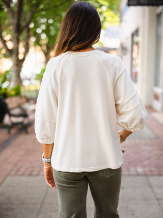 French terry bubble sleeve pullover