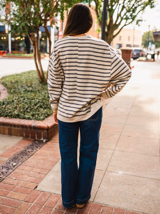 Oversized LS striped pullover