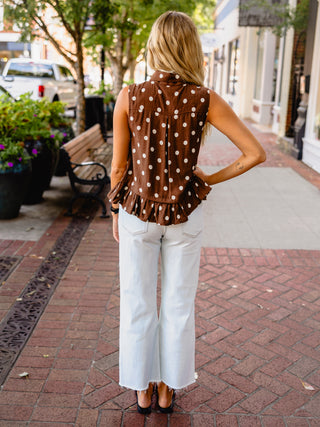Entro Sleeveless polka dot tie front blouse