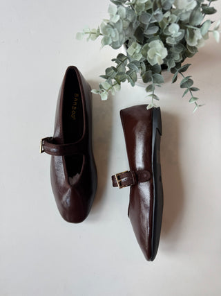 Mary jane ballet flat in brown glaze
