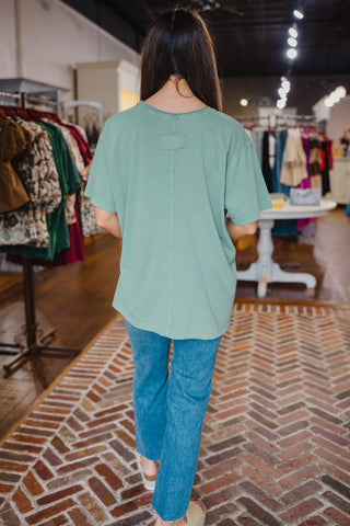 SS V neck contrast stitch tee