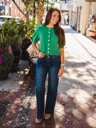 Emerald SS button down sweater