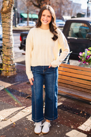 Cream ribbed sweater