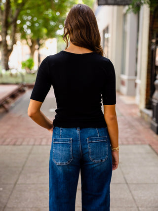 Essential Ribbed Short Sleeve Top