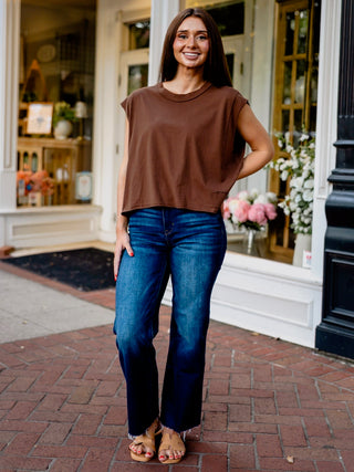 Cotton jersey sleeveless top