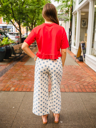 Short Sleeve Eyelet Hem Top
