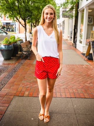 Ribbed Relaxed Fit Sleeveless V-Neck Top