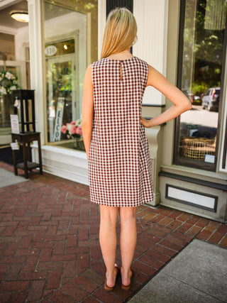 Gingham checked sleeveless dress