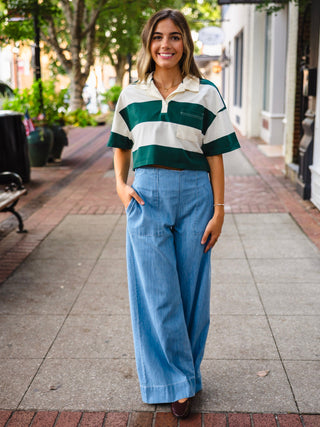 Light wash wide leg denim pants