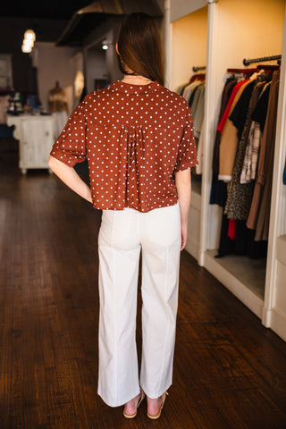 SS polka dot button down shirt