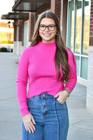 Mock neck cropped sweater