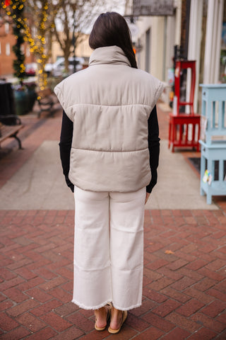 Cement oversized puffer vest