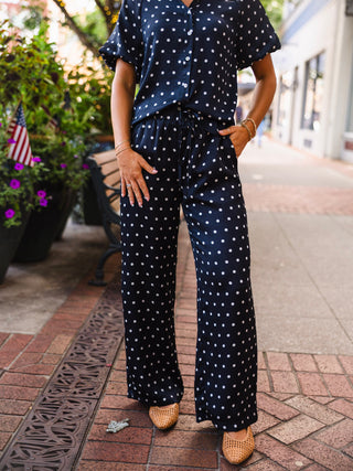 Polka dot drawstring pants