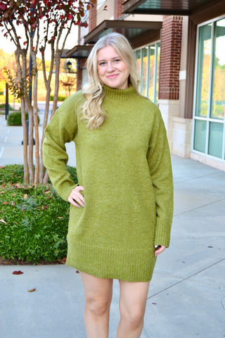 High neck sweater dress