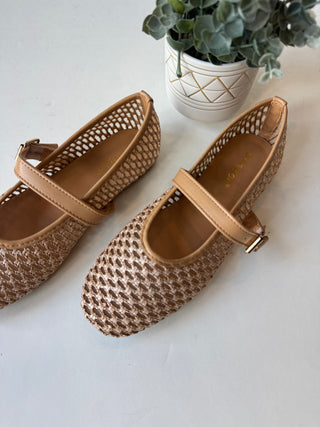 Sheer woven mary jane flats
