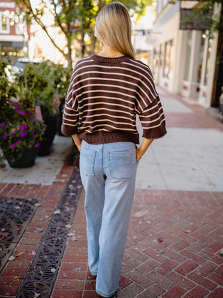 Stripe mock neck sweater