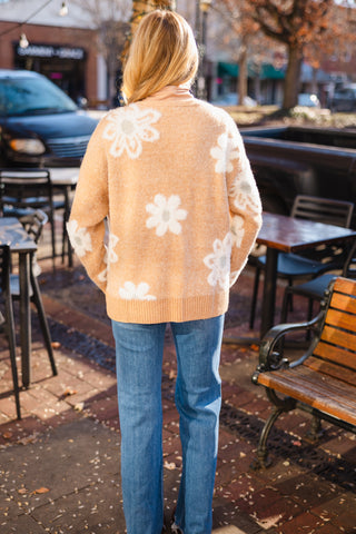 Taupe floral print cardigan