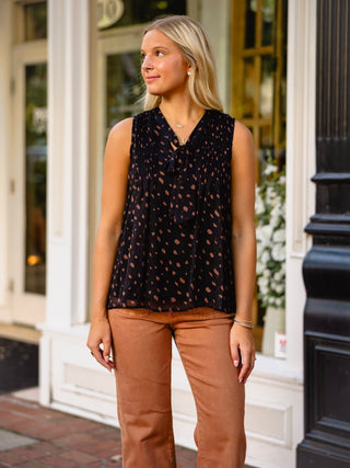 Chiffon dot print bow detail blouse