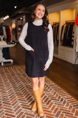 Black corduroy dress