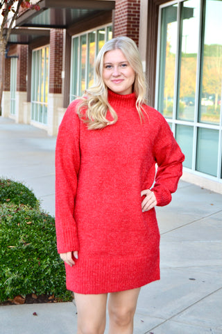 High neck sweater dress