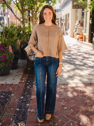 Boxy SS button front cardigan